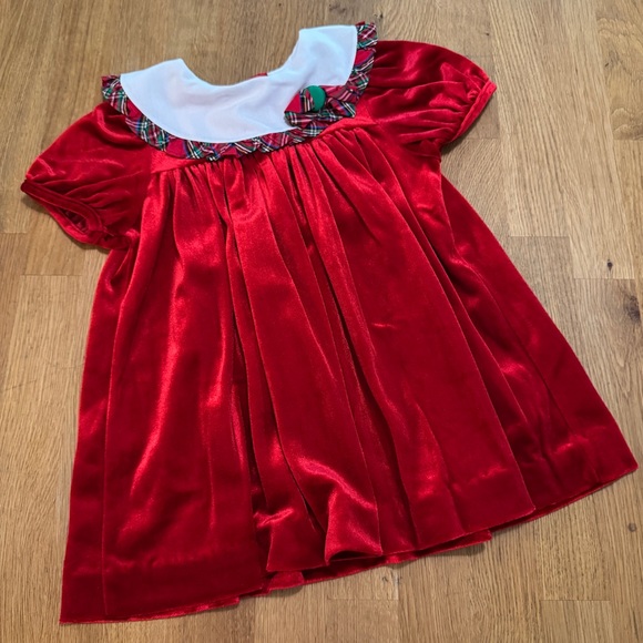 Rare Editions 3T Red Velvet Christmas Holiday Short Sleeve Dress - Picture 1 of 7